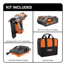 RIDGID 18V Brushless HYPERDRIVE 18-Gauge 2-1/8 in. Cordless Brad Nailer Kit thumbnail 2
