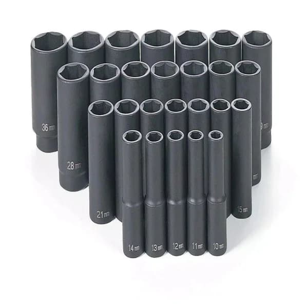 GP 1/2 in. Drive Metric Deep Impact Socket Set, 26-Piece
