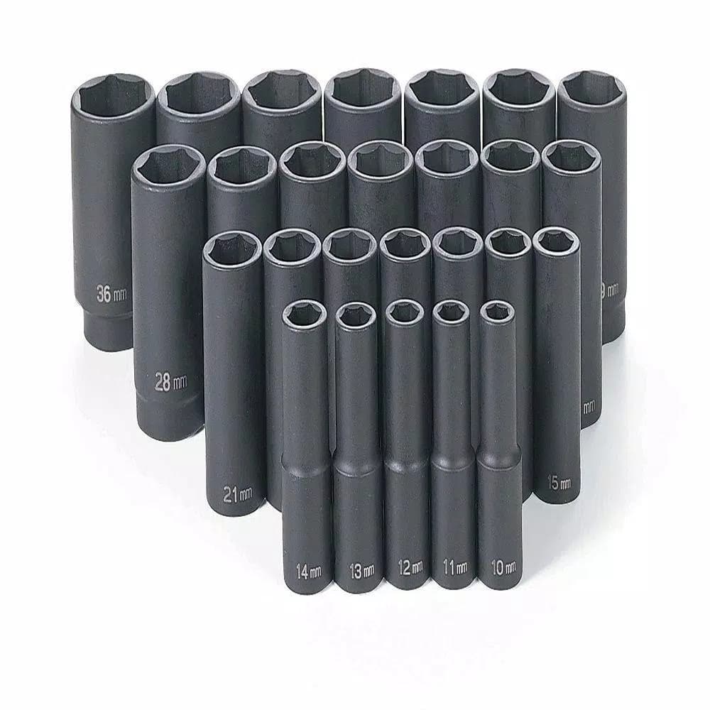 GP 1/2 in. Drive Metric Deep Impact Socket Set, 26-Piece