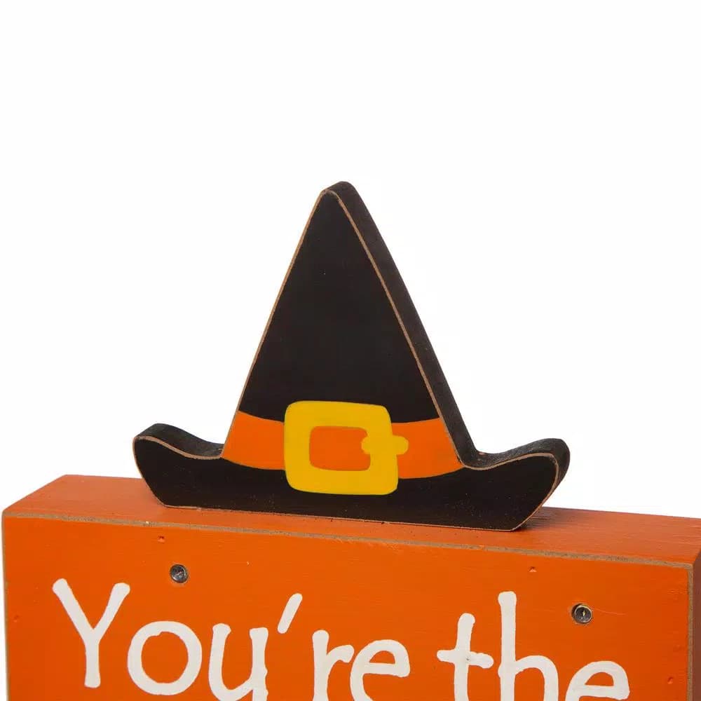 Glitzhome 11.54 in. LED Lighted Halloween Wooden Word Block Decor - Hocus Pocus Sign