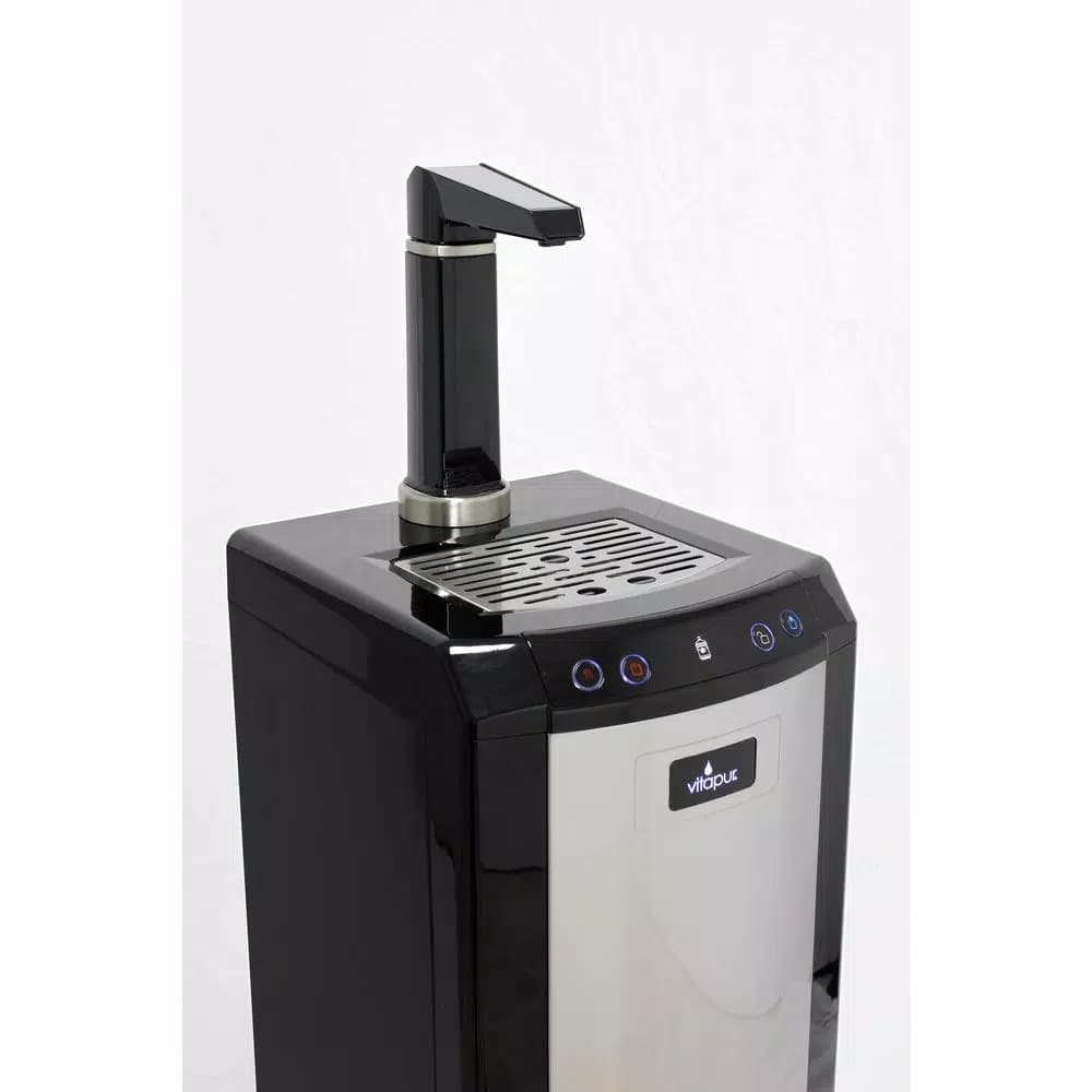 Vitapur Bottom Loading Water Cooler Dispenser with Kettle Feature, Hot/Room/Cold, Stainless Steel & Black