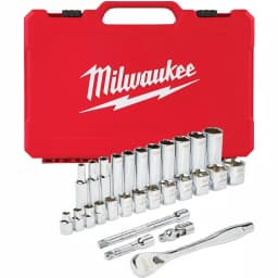 Milwaukee 3/8 in. Drive SAE Ratchet and Socket Set, 28-Piece thumbnail 1