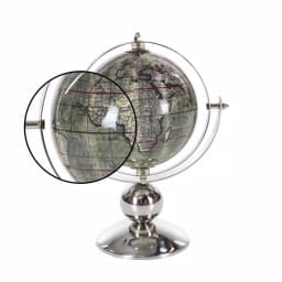 LITTON LANE 10 in. Modern Decorative Globe with Brown and Silver Stainless Steel Base thumbnail 3