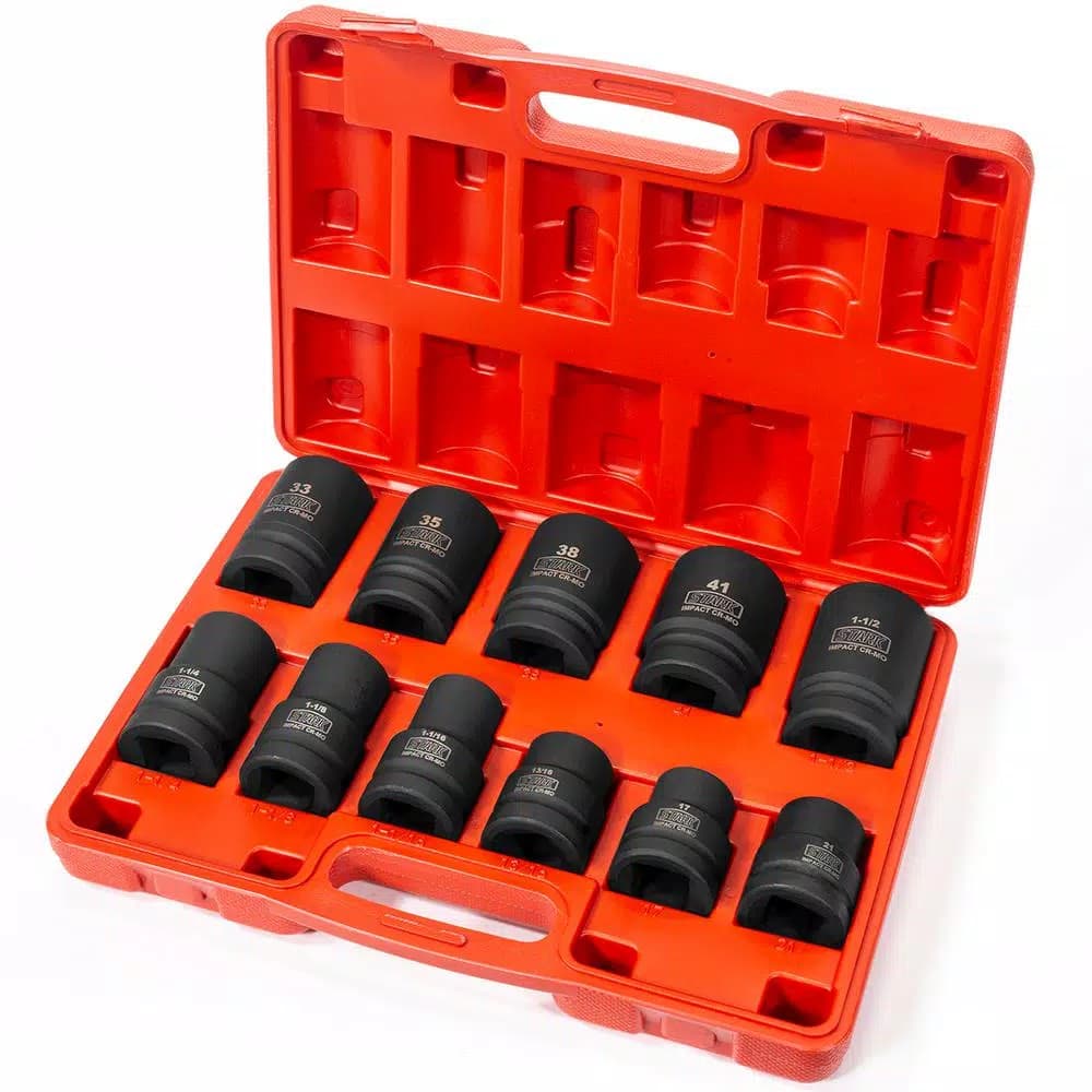 Stark 1 in. Drive Duo Combination SAE and Metric Deep Impact Socket Set, 11-Piece