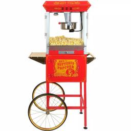 Funtime Sideshow Popper 8 oz. Popcorn Machine & Cart, Traditional Red/Gold Theater Style thumbnail 1