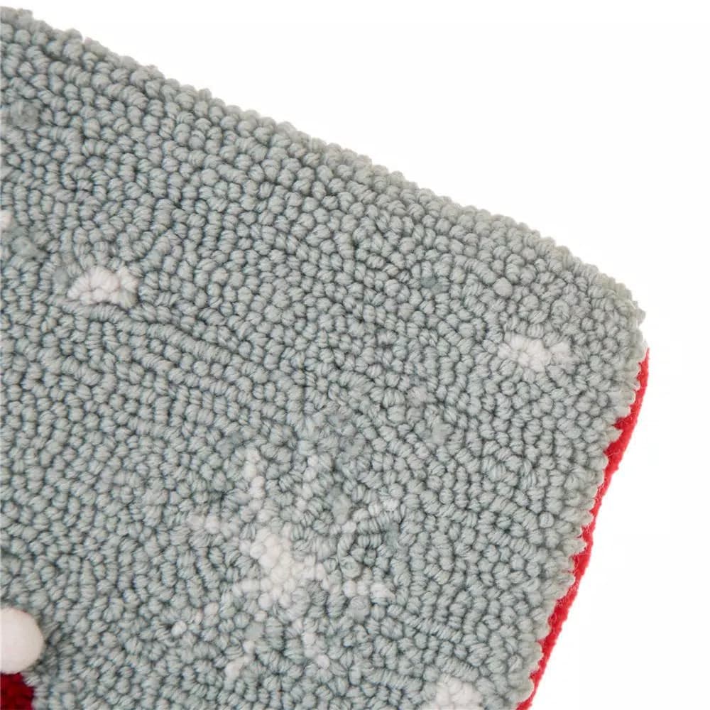 Glitzhome 19 in. Fox Hooked Christmas Stocking with Red Scarf and Santa Hat