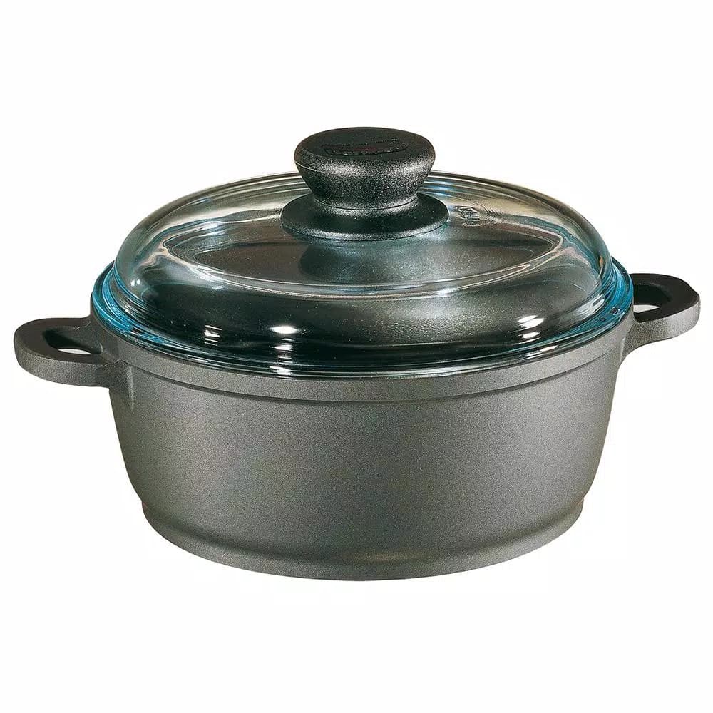 Berndes Tradition 4.5 Qt. Round Cast Aluminum Nonstick Dutch Oven with Glass Lid, Gray