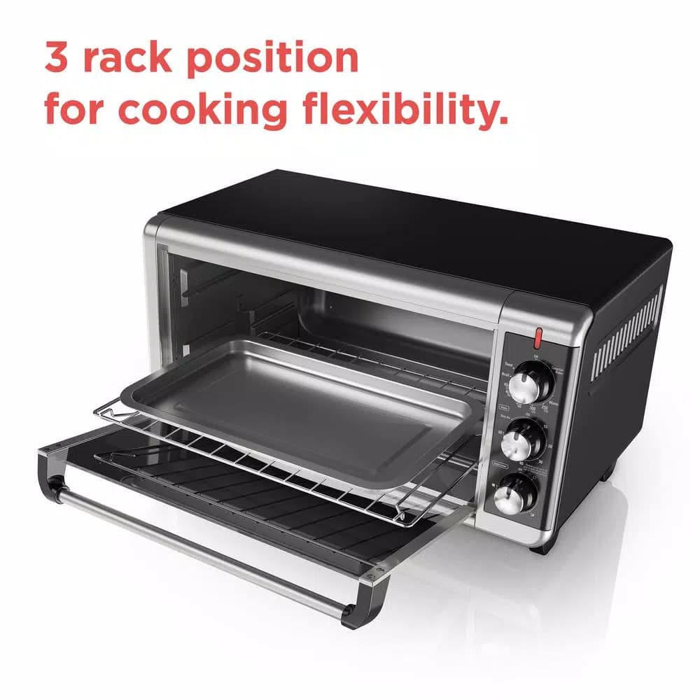 BLACK+DECKER 1500W 8-Slice Stainless Steel Convection Toaster Oven with Broiler