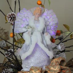 Northlight 13.5 in. Fiber Optic Angel Christmas Tree Topper - Silver Gray & White thumbnail 3