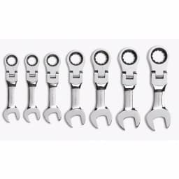 GEARWRENCH SAE Stubby Flex Head Combination Ratcheting Wrench Set, 7-Piece thumbnail 4