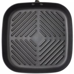 Rachael Ray 10.75 in. Hard-Anodized Aluminum Nonstick Square Grill Pan, Orange and Gray thumbnail 3