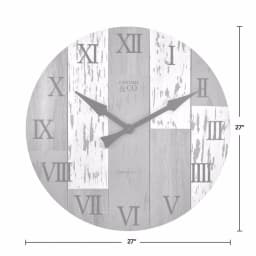 FirsTime 27 in. Timberworks Oversized Wall Clock - Rustic Distressed Wood & Teal thumbnail 4