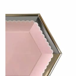 Sugar Plum Party SugarPlum Collection Hexagon Blush Pink Dinner Plates with Metallic Silver Rim, 16-Piece Set thumbnail 2