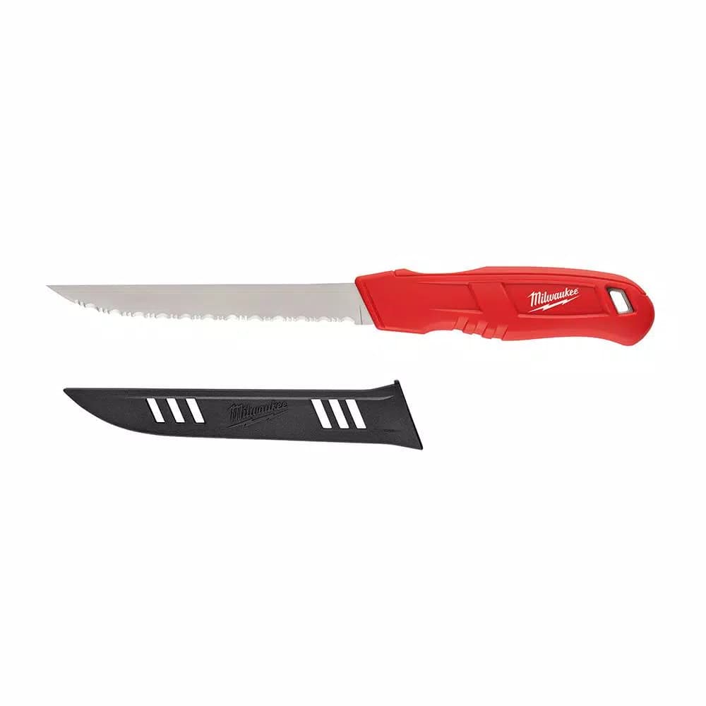 Milwaukee Serrated Blade Insulation Knife with Stainless Steel Drop Point Blade
