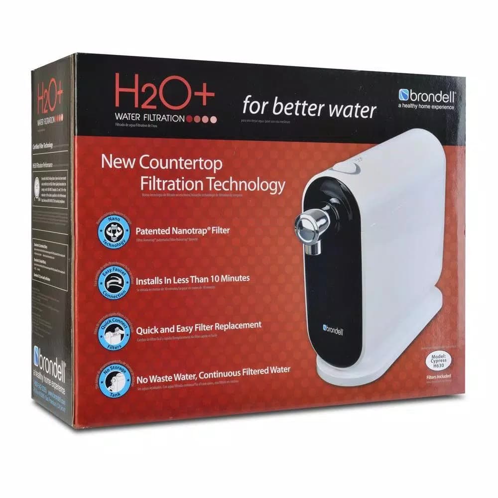 Brondell H2O+ Cypress Countertop Water Filtration System, 3-Stage Carbon Block Filtration