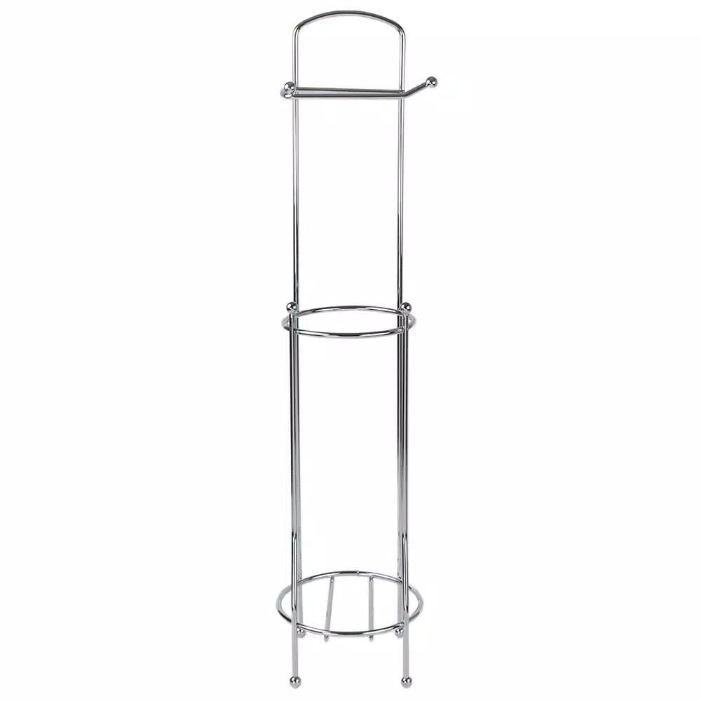 Home Basics Freestanding Chrome Toilet Paper Holder and Dispenser with 3-Roll Storage