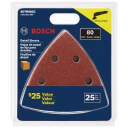 Bosch 80-Grit Coarse Sanding Sheets, 3-1/2 in. x 3-1/2 in., 25-Pack thumbnail 3