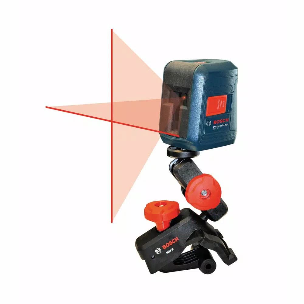 Bosch Tile Laser Square Level and GLL 2 Cross Line Laser Combo with Clamping Mount