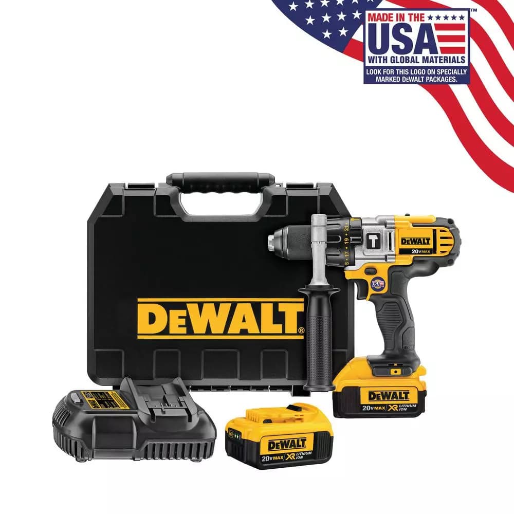 DEWALT 20V MAX Cordless 1/2 in. Hammer Drill Kit with (2) 4 Ah Batteries, Charger & Case