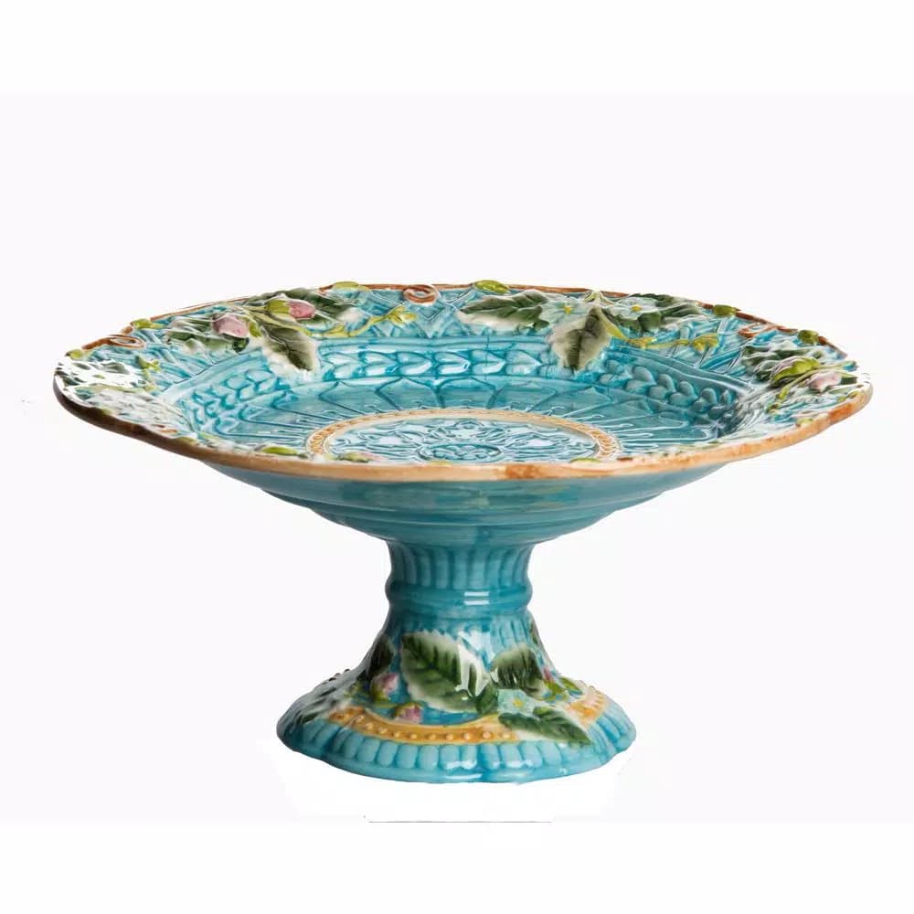Abigails Garden Party Strawberry Compote - Handmade Ceramic Majolica Dessert Stand