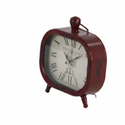 LITTON LANE Set of 3 Vintage Farmhouse Rounded Rectangle Iron Table Clocks - Distressed Red, Black, and White thumbnail 6