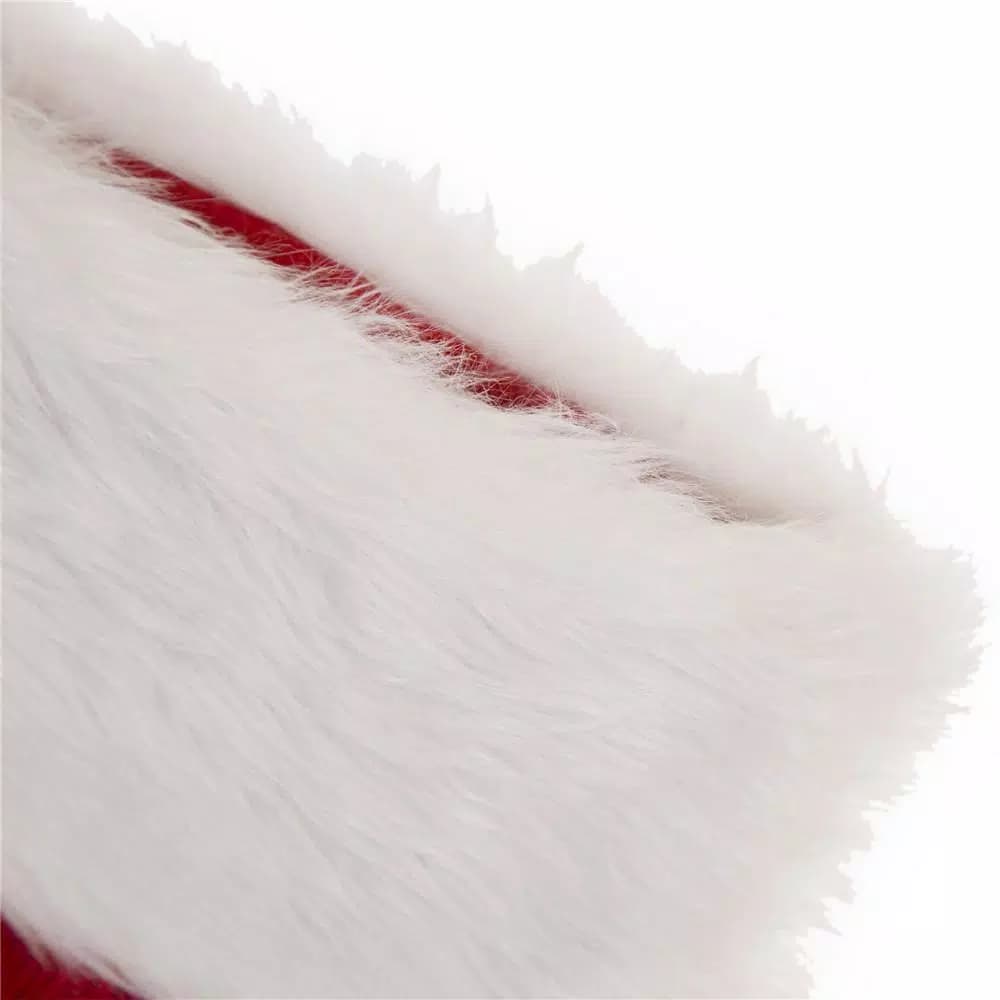 Glitzhome 20 in. Red Polyester Knitted Dog Stocking with Faux Fur Cuff (2-Pack)