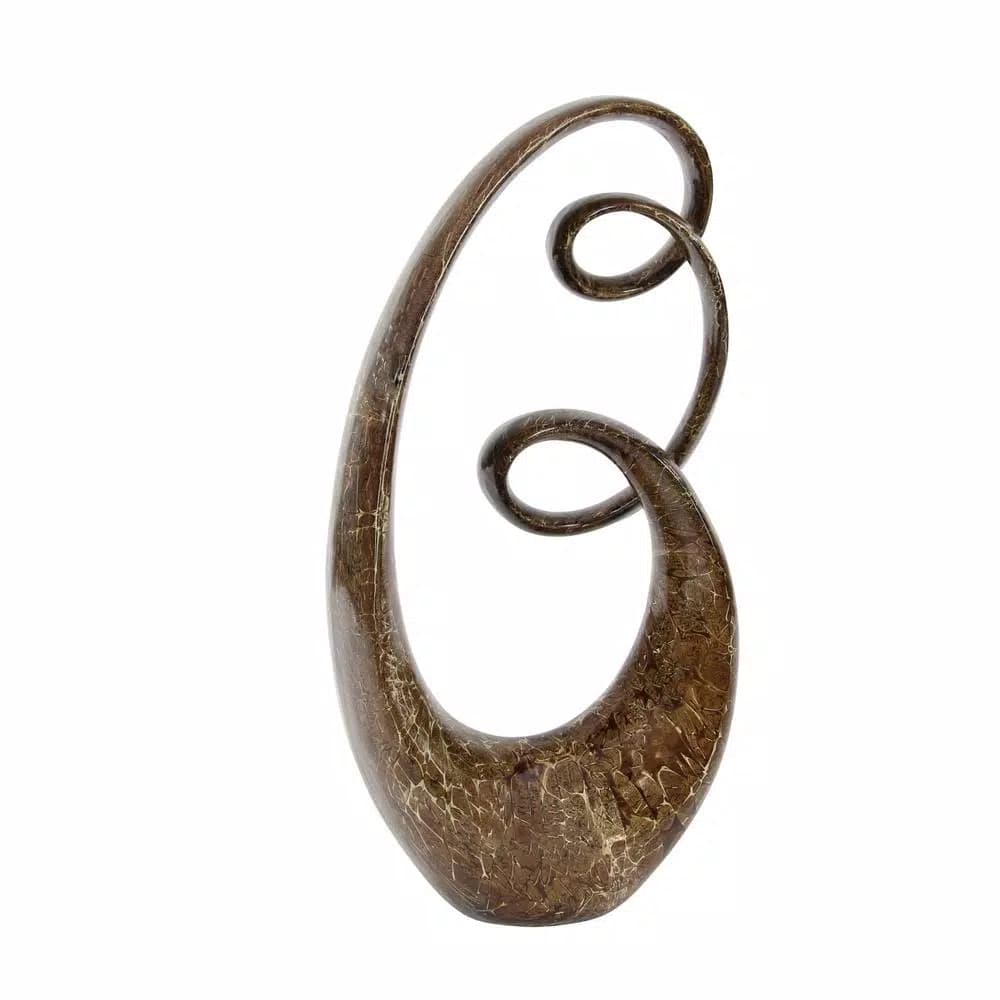 LITTON LANE 31 in. x 15 in. Abstract Polystone Sculpture with Brown Patina Finish