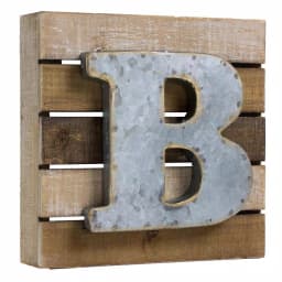 Crystal Art Gallery Rustic Metal and Wood Initial Letter B - Galvanized Industrial Wall Decor thumbnail 2