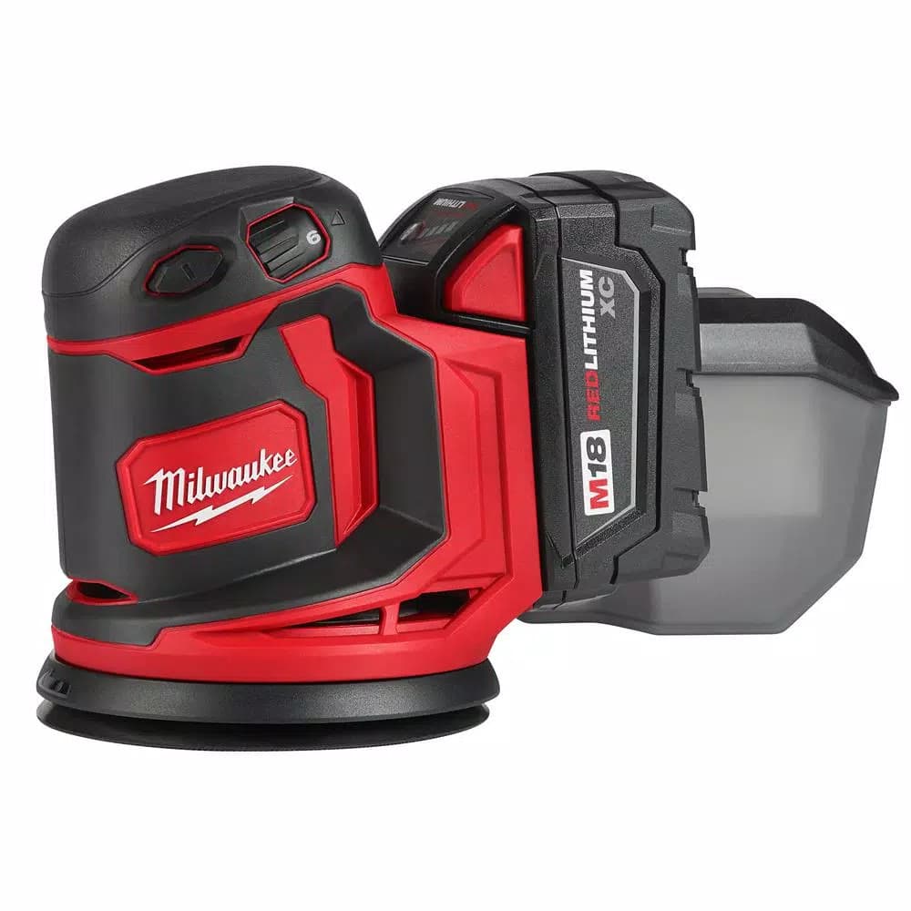 Milwaukee M18 18V Lithium-Ion 5 in. Cordless Random Orbit Sander Kit with 3.0Ah Battery, Charger and Bag
