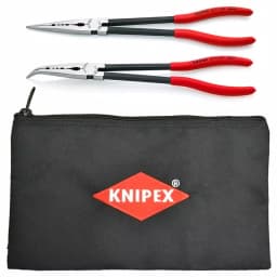 KNIPEX 11 in. Extra Long Straight and Angled Needle Nose Pliers Set with Storage Pouch thumbnail 1