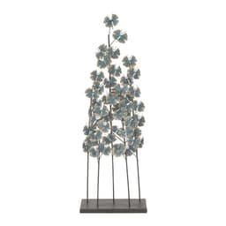 LITTON LANE Iron Metal Turquoise Ginkgo Leaves Sculpture with Gold Outline and Rectangular Base thumbnail 1