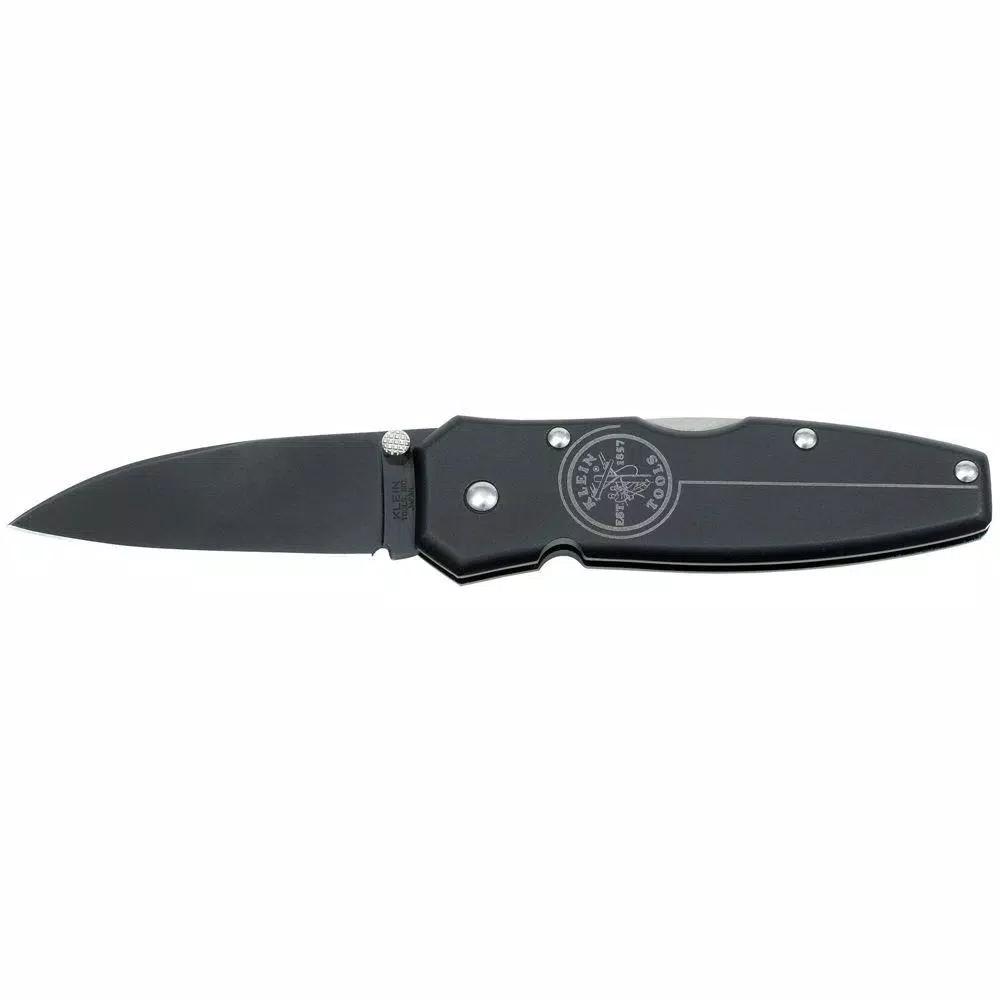Klein Tools 2.5 in. Stainless Steel Drop Point Lockback Pocket Knife, Black