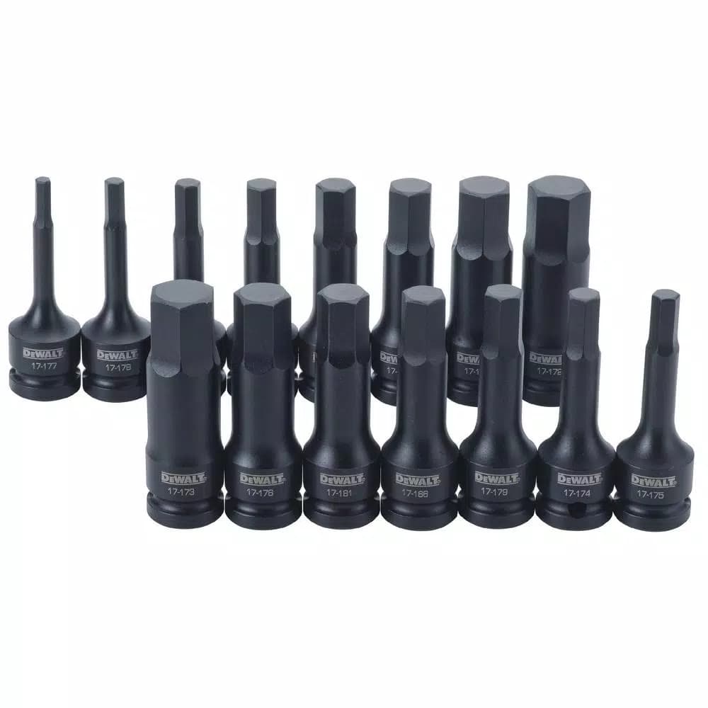 DEWALT 1/2 in. Drive 15-Piece Combination Impact Hex Bit Socket Set