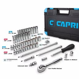 Capri Tools 51-Piece 1/4 in. Drive SAE/Metric Master Socket Set with Ratchet and Accessories thumbnail 2