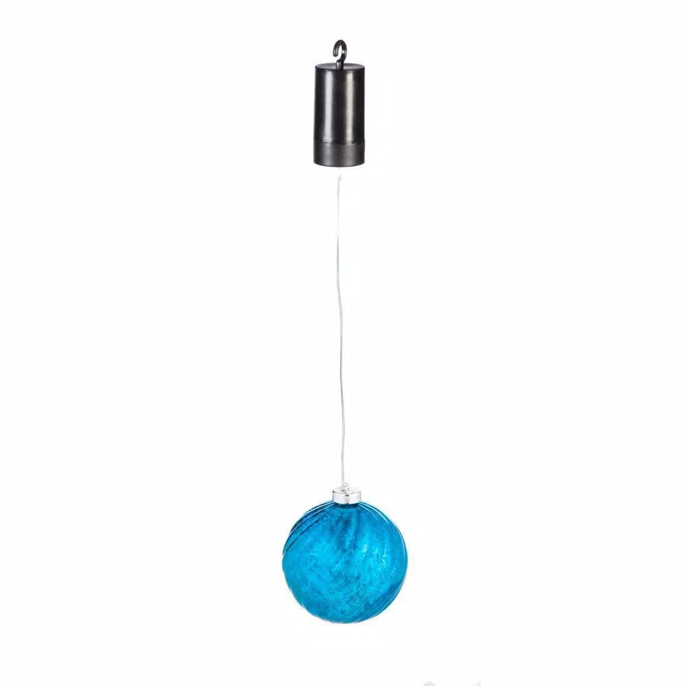 Evergreen 5 in. Blue Shatterproof LED Ball Christmas Ornament, Battery Operated, Outdoor Safe