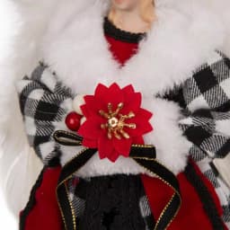 Glitzhome 12 in. Black and White Plaid Angel Tree Topper - 3D Figurine thumbnail 3