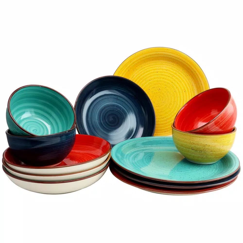 Gibson Home Color Speckle 12-Piece Stoneware Dinnerware Set, Service for 4