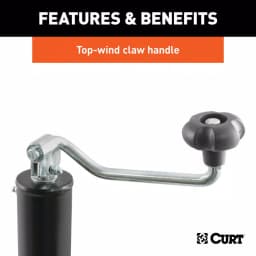 CURT Pipe-Mount Swivel Trailer Jack with Top Handle, 2,000 lbs. Capacity, 10 in. Travel thumbnail 3