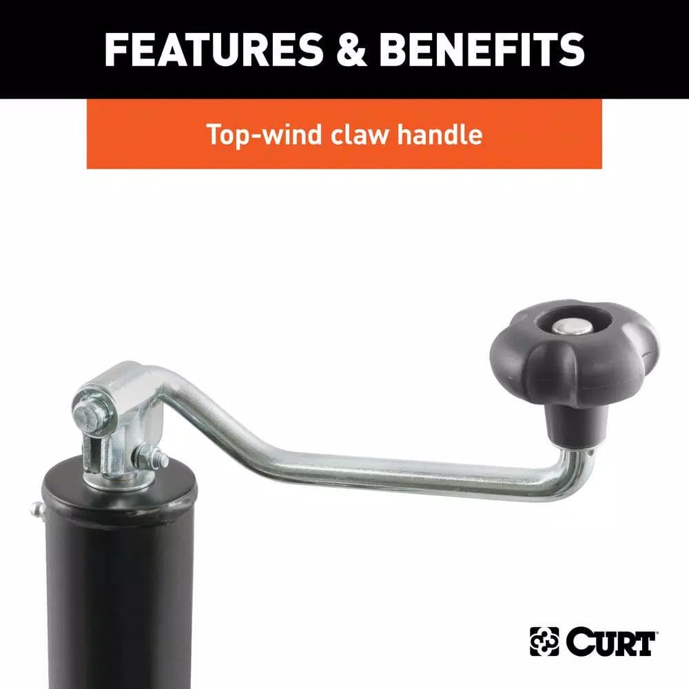 CURT Pipe-Mount Swivel Trailer Jack with Top Handle, 2,000 lbs. Capacity, 10 in. Travel