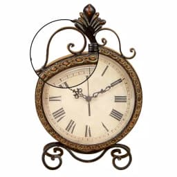 LITTON LANE 17 in. x 11 in. Round Wrought Iron Table Clock with Tarnished Bronze Finish thumbnail 4