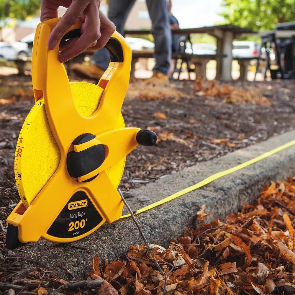 Stanley 200 ft. 1/2 in. Fiberglass Long Tape Measure with Open Reel and Rubber Grip