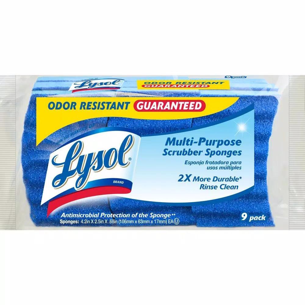 Lysol Quickie Multi-Purpose Odor Resistant Scrubber Sponges, 9-Pack