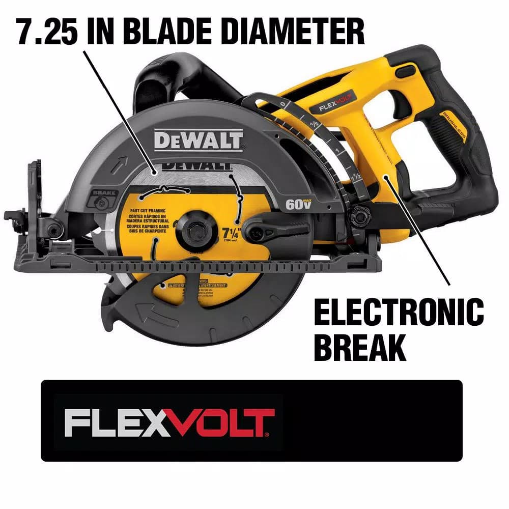 DEWALT 60V MAX FLEXVOLT 7-1/4 in. Brushless Wormdrive Style Circular Saw