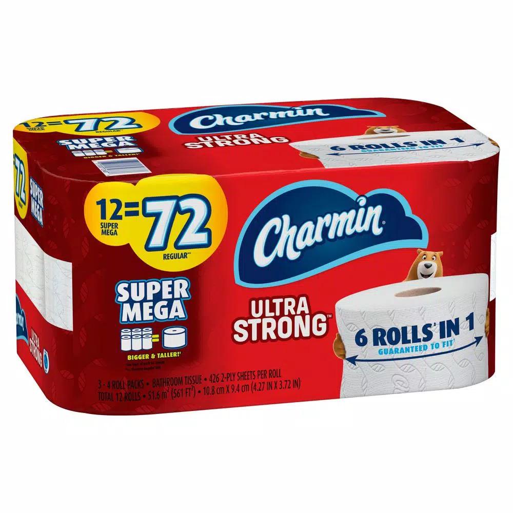 Charmin Ultra Strong 2-Ply Toilet Paper, 12 Super Mega Rolls