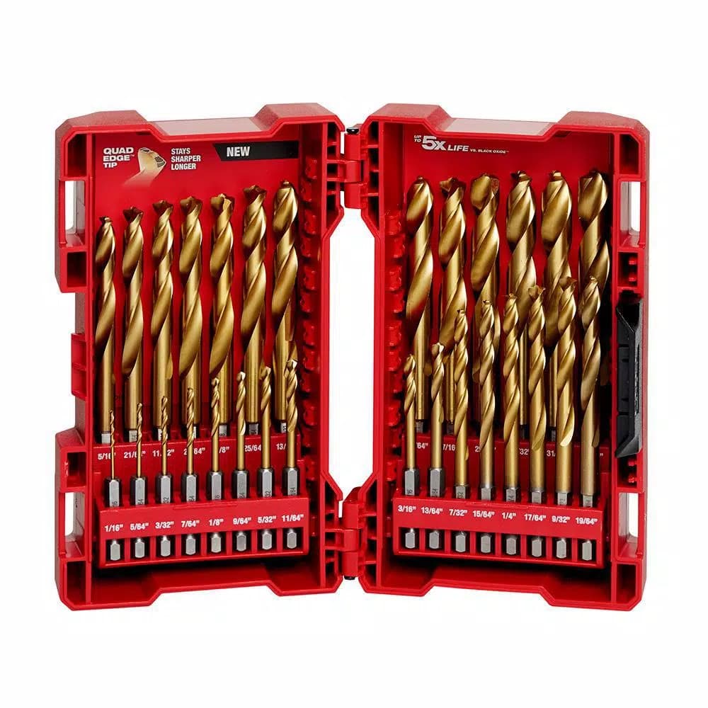 Milwaukee SHOCKWAVE Impact Duty Titanium Drill Bit Set, 29-Piece Red Helix