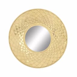LITTON LANE 32 in. Round Gold Contemporary Iron Accent Mirror with Raised Scale Pattern thumbnail 2