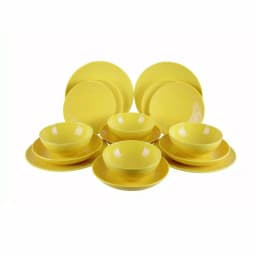 Unbranded Kutahya Ivy Collection 16-Piece Yellow Embossed Earthenware Dinnerware Set, Service for 4 thumbnail 1