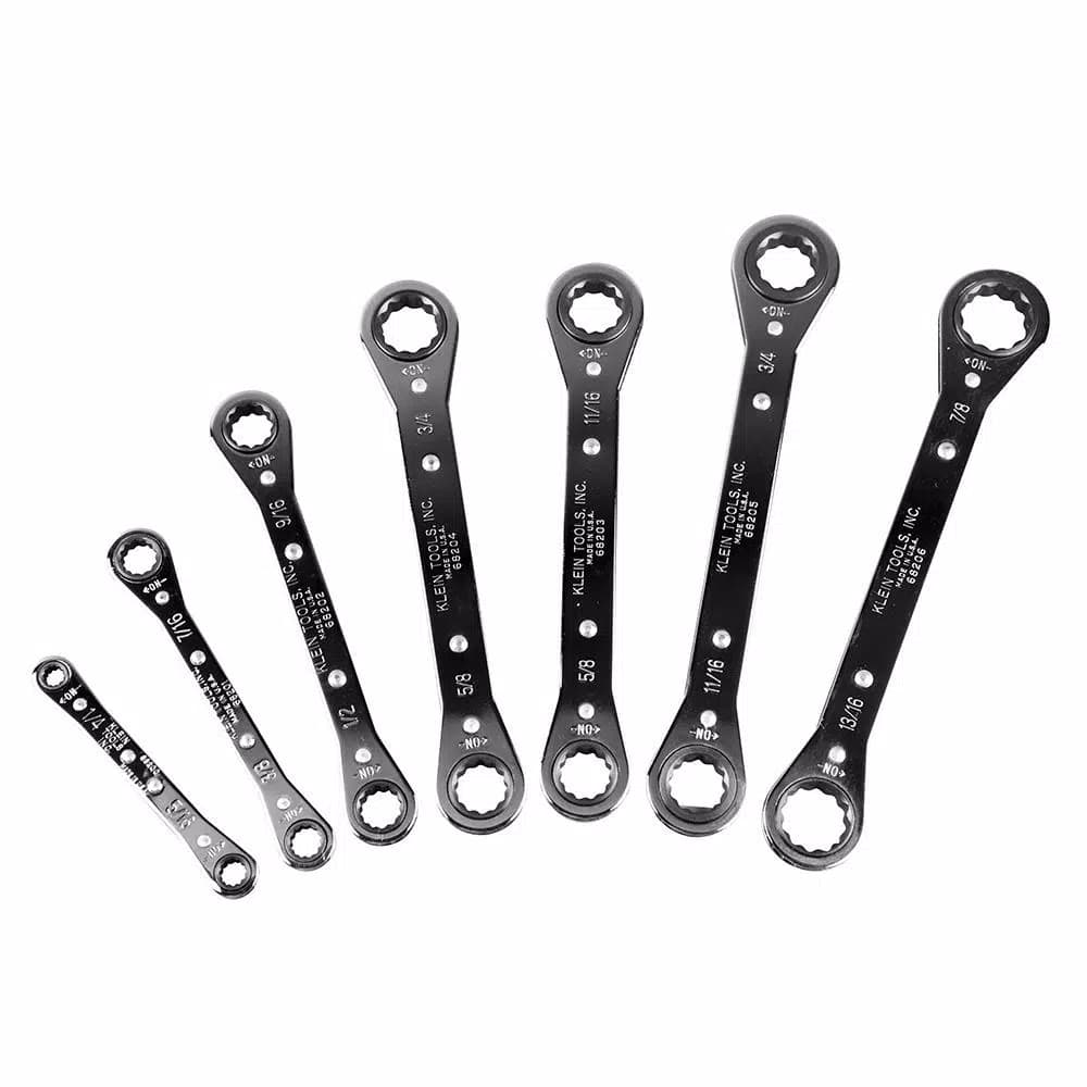 Klein Tools 7-Piece Ratcheting Box Wrench Set, SAE, Carbon Steel