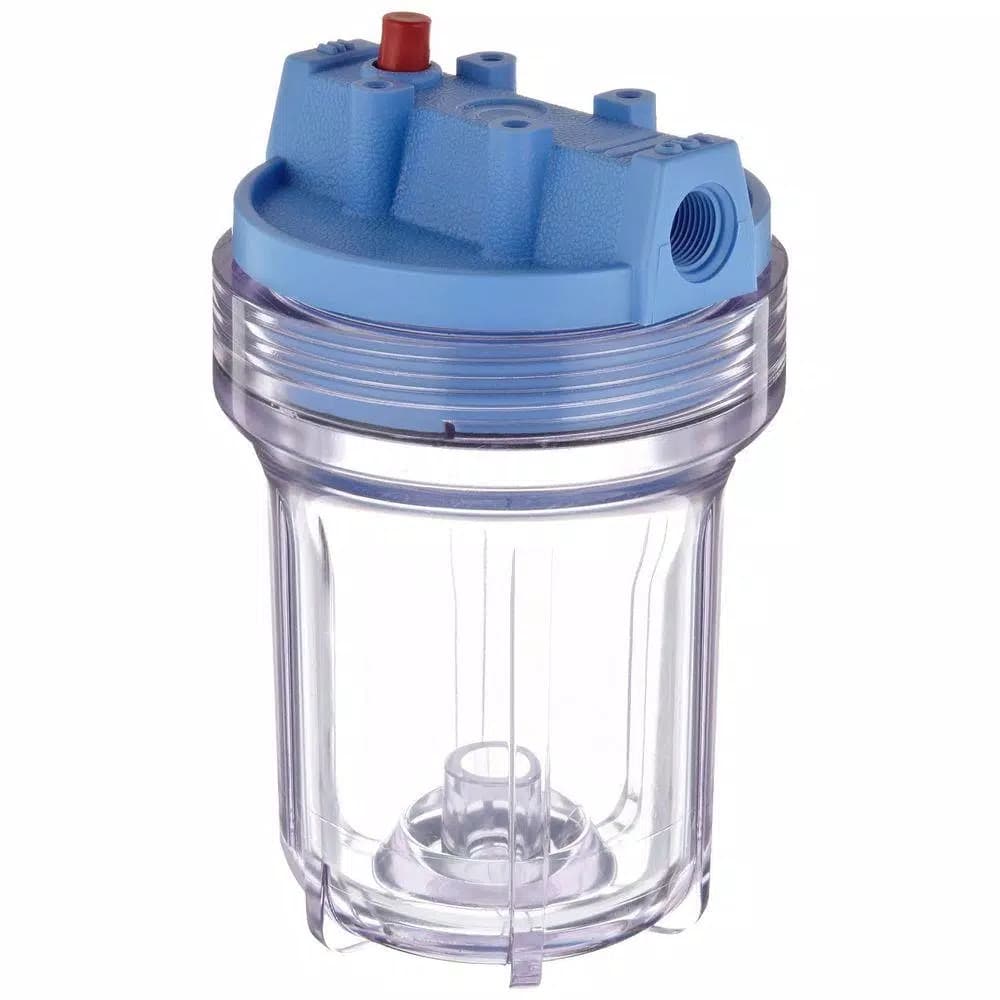 Pentek 158110 Slim Line Water Filter Housing, 3/8 in. Inlet/Outlet, 5 in. Clear/Blue