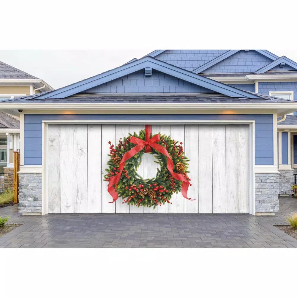 My Door Decor 7 ft. x 16 ft. Christmas Wreath Garage Door Banner Mural